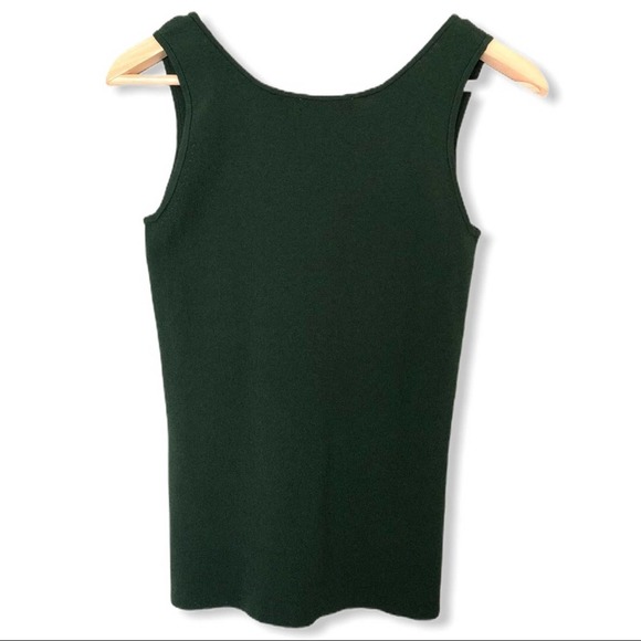 Belldini Dark Green Ribbed Stretch Scoopneck Tank Medium - Picture 4 of 5